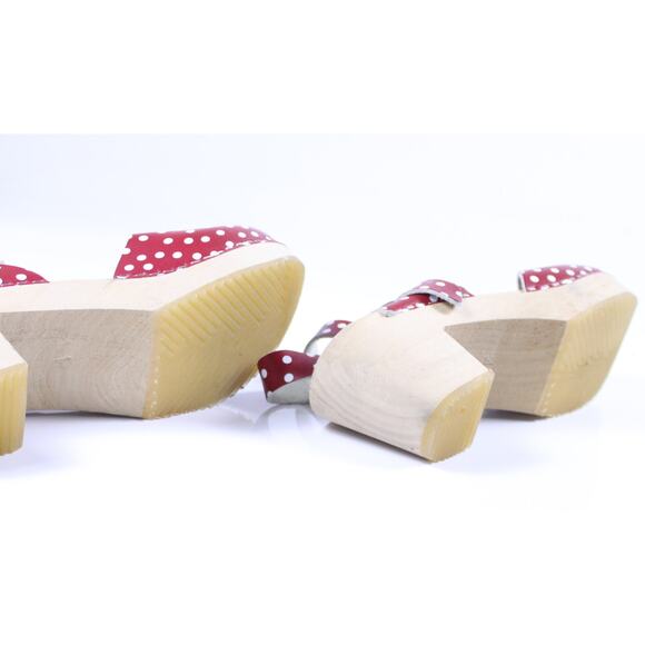 Cape Clogs mary jane clog red white polka dot 3" heel cute toadstool sz EU 41 - Picture 6 of 6